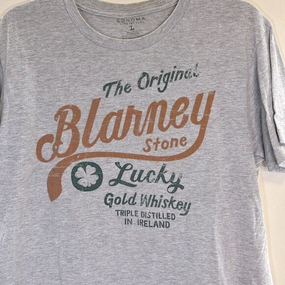 Sonoma Men’s Lucky Gold Whiskey Ireland Gray Short Sleeve Tee, Size Large - Picture 2 of 6